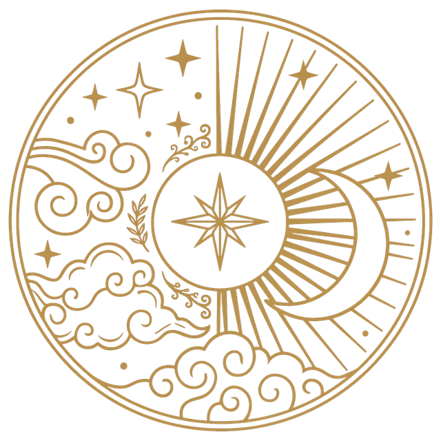 Stormi Applied Computation Design Co. — gold sun and moon line-art mark
